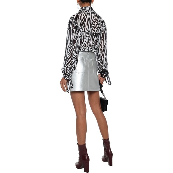 NWT Rebecca Minkoff Metallic Faux Leather Skirt - Picture 3 of 13